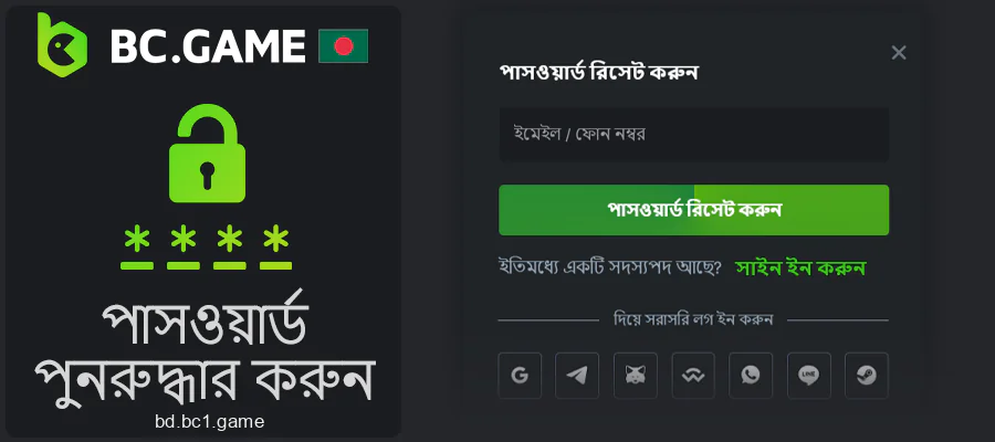 আপনি আপনার BC.Game অ্যাকাউন্টের পাসওয়ার্ড ভুলে গেলে কি করবেন